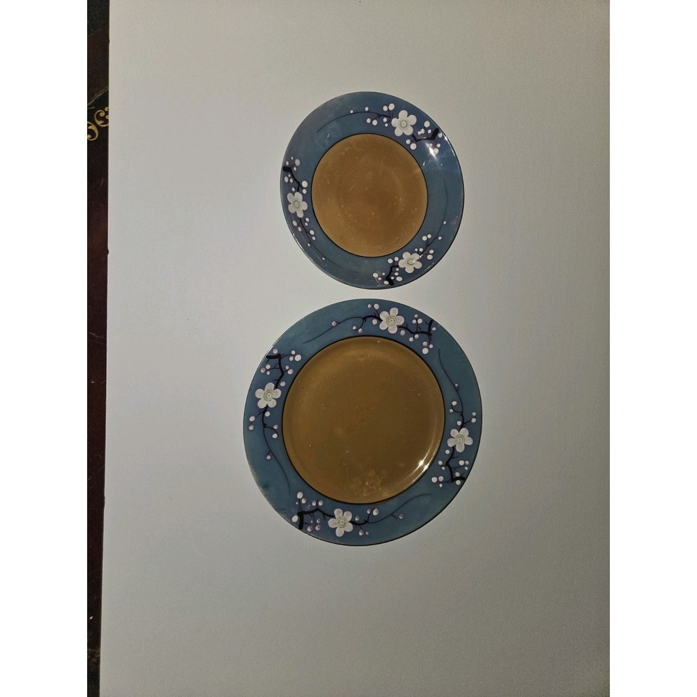 Vintage‎ Lusterware Blossoms Plates Set Of 2 One Salad One Dessert - Picture 2 of 3